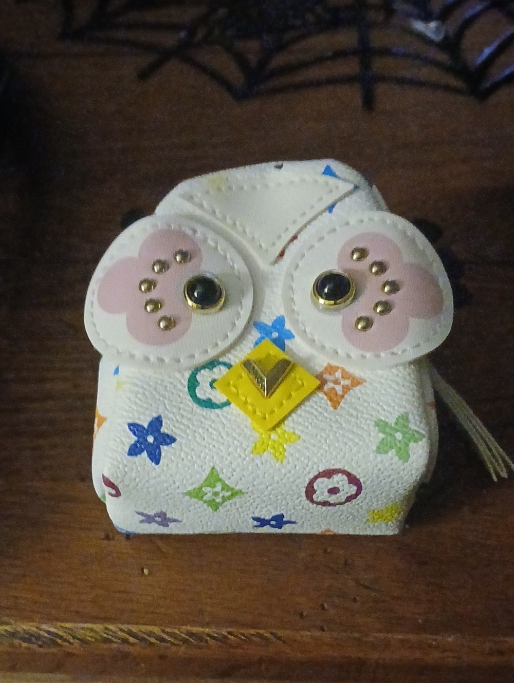 White Owl Kids Coin Purse with Multicolor Print